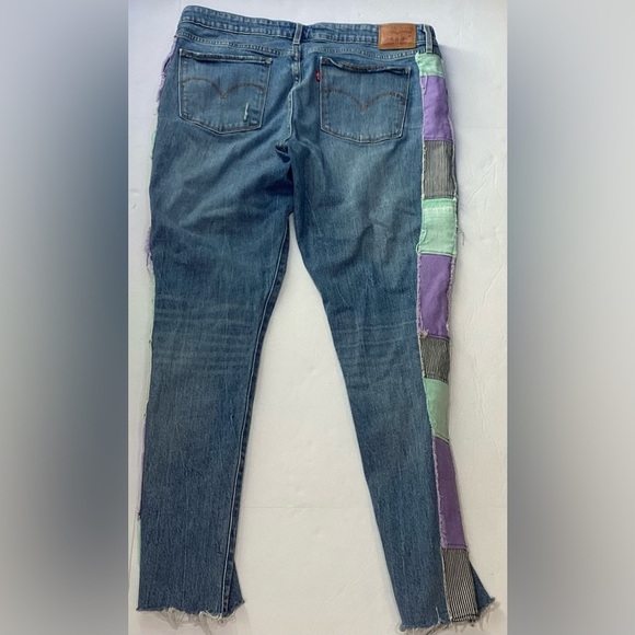 Levis 711 Jeans, size 32 distressed patchwork, Cropped Ankle, Women's - Picture 2 of 12